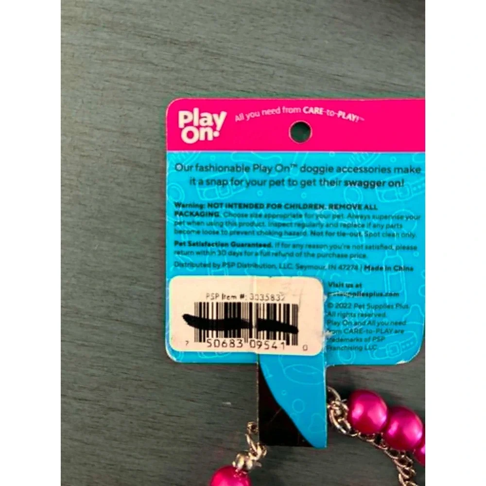 Play On! Dog Accessory Set XS/S Pink Black‎ LED Collar Leash Bark Bling Necklace